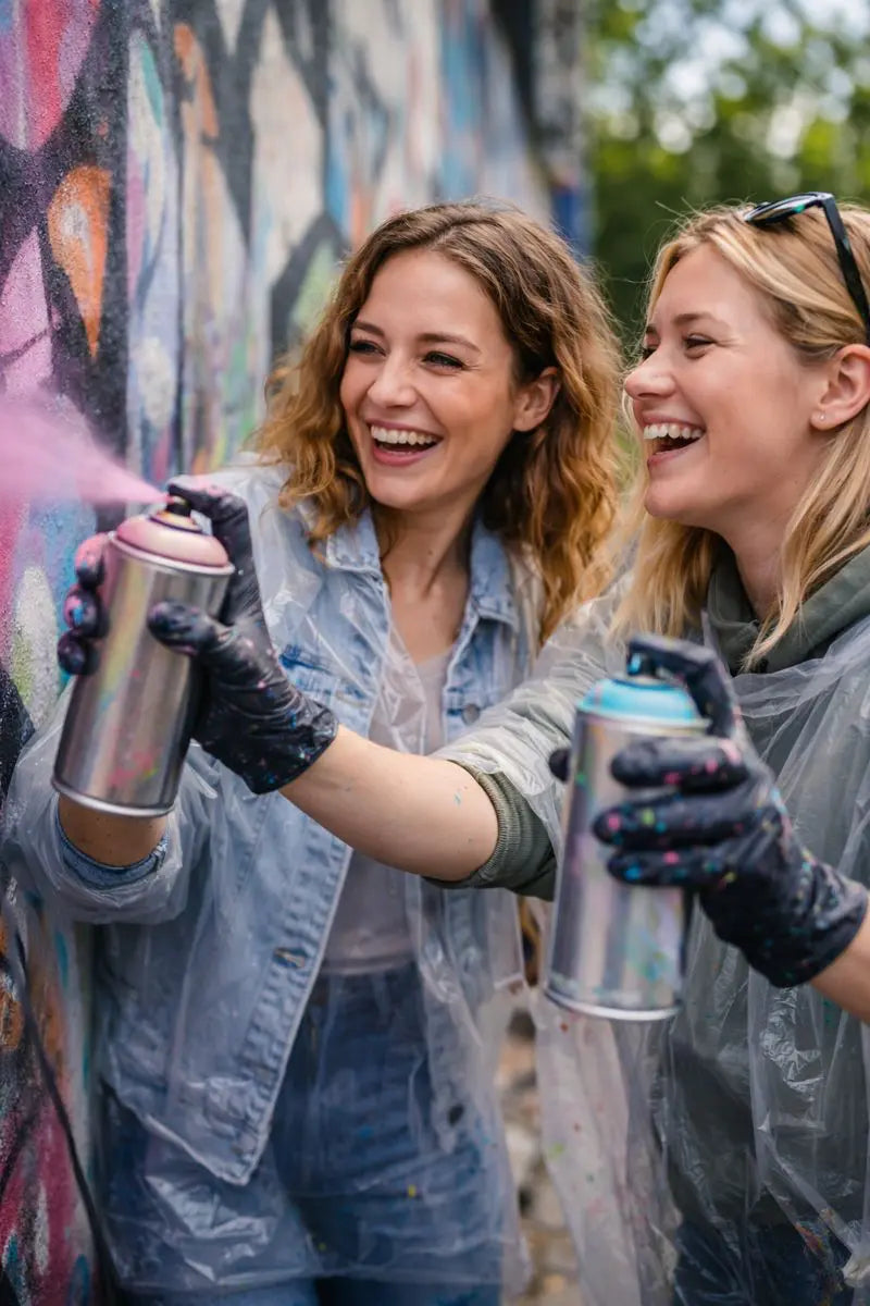 Gemeinsames Graffiti sprayen beim Junggesellinnenabschied in Hamburg mit Brain2Canvas