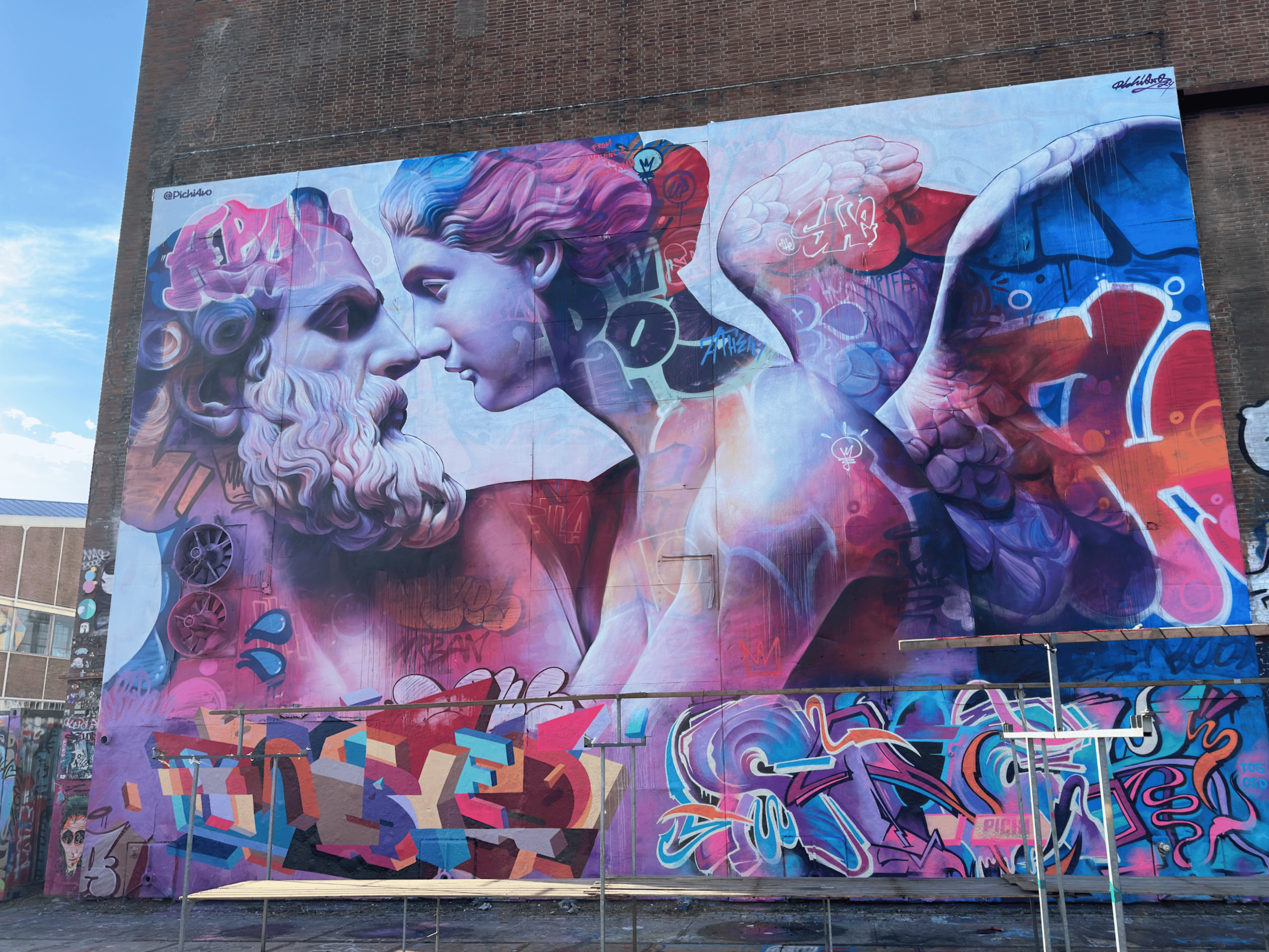 Street art mural at NDSM in Amsterdam, during a team-building event